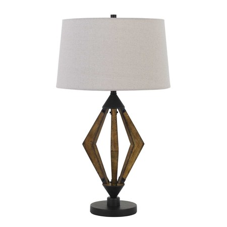 CAL LIGHTING Valence 150W 3 Way Metal/Pine Wood Table Lamp BO-2856TB